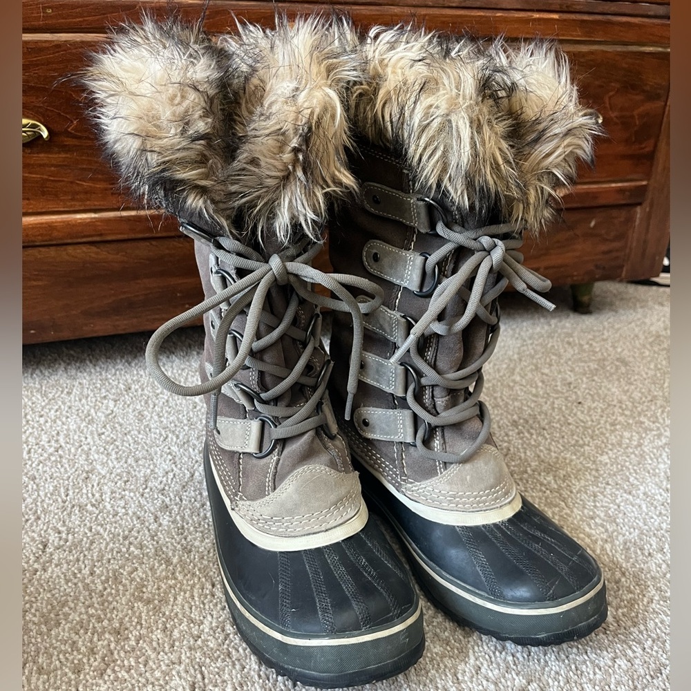 Sorel Joan of Arctic Winter Boots Fur Suede Waterproof Snow Warm Size 7